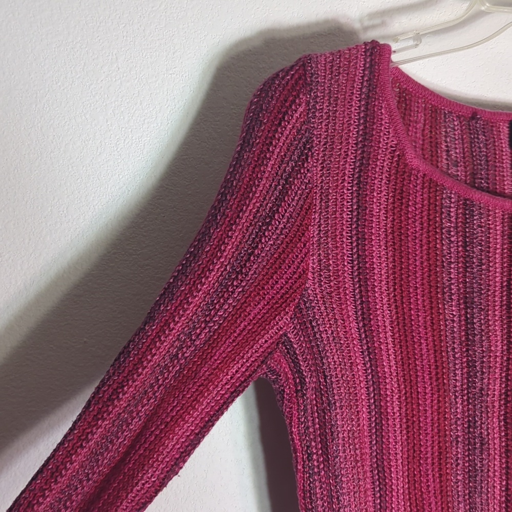 Womens Knit Sweater Silk Cashmere Vintage Y2K Pink Striped Forest Fairy Grunge S - Picture 5 of 11